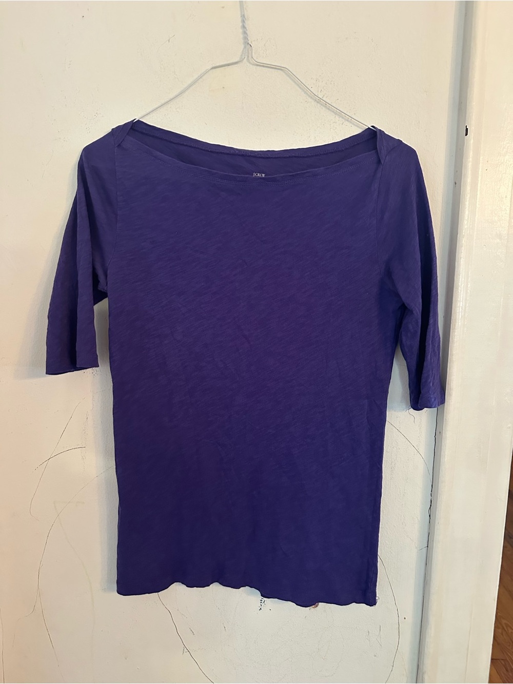 J.Crew Vintage Cotton L Purple 3/4 Sleeve Scoop Neck Top
